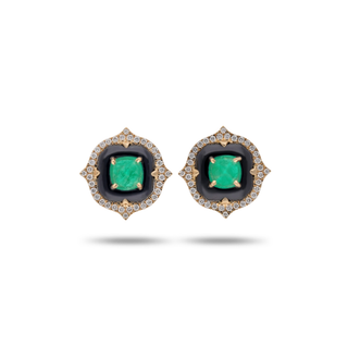 Black Onyx and Emerald Earrings