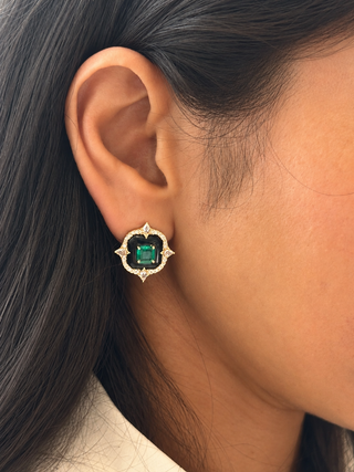 Black Onyx and Emerald Earrings