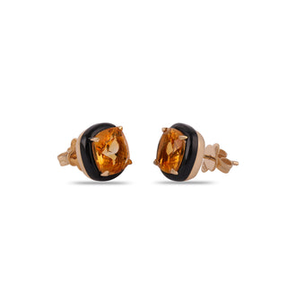 Citrine Cushion Cut Eartops