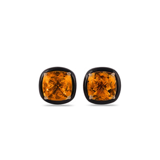 Citrine Cushion Cut Eartops