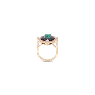 Black Onyx and Emerald Ring