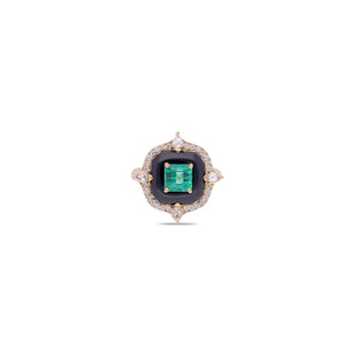 Black Onyx and Emerald Ring