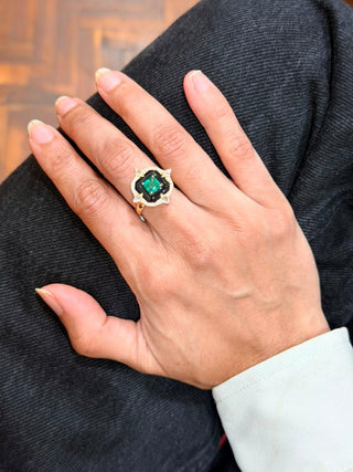 Black Onyx and Emerald Ring